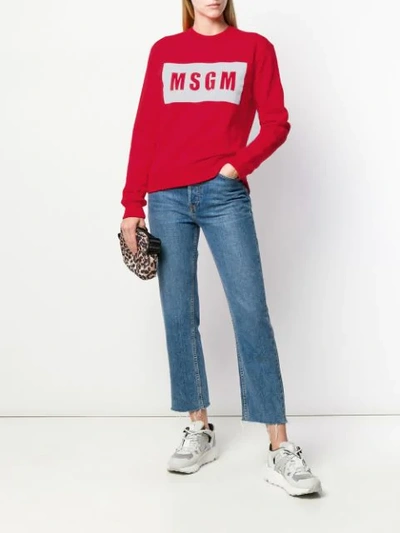 Shop Msgm Logo Sweatshirt In Red