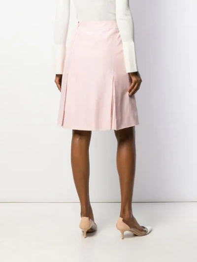 Pre-owned Celine  Box Pleated Belted Skirt In Pink