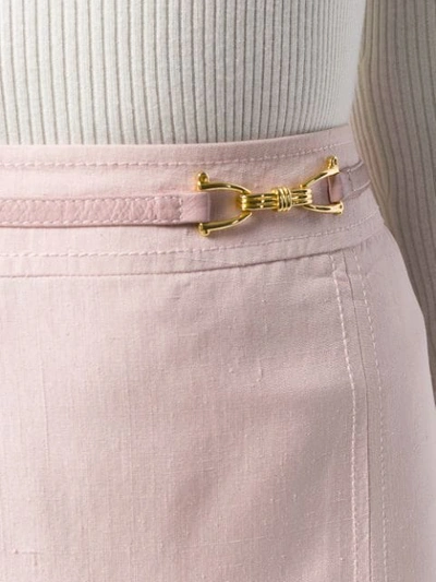 Pre-owned Celine  Box Pleated Belted Skirt In Pink