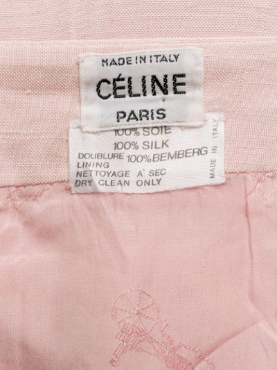 Pre-owned Celine 束腰宽百褶半身裙 In Pink