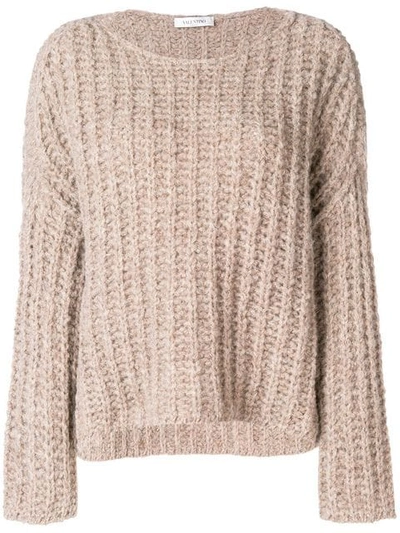 Shop Valentino Chunky Knit Jumper In 0bg Beige