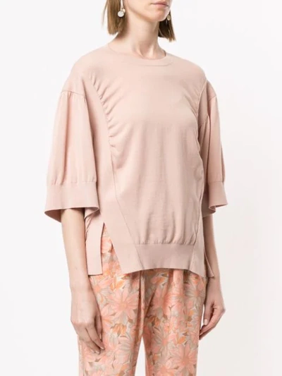 Shop Stella Mccartney Side Slit Knitted Shirt In Pink
