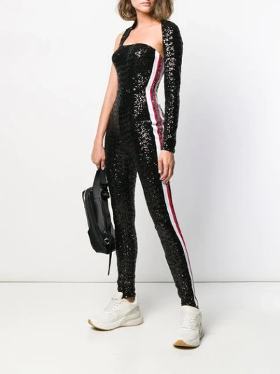 Shop No Ka'oi One Sleeve Sequin Jumpsuit In Black