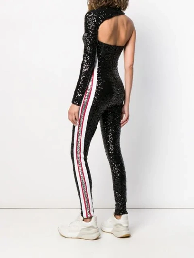 Shop No Ka'oi One Sleeve Sequin Jumpsuit In Black