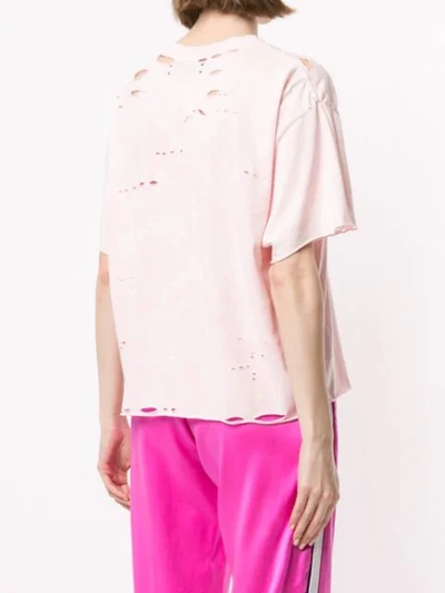AMIRI DISTRESSED BOXY T-SHIRT - 粉色