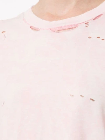 Shop Amiri Distressed Acid Wash Cropped T-shirt In Pink