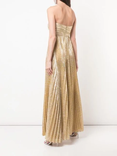 Alexis Joya Strapless Sweetheart Lamé Pleated A-line Dress In Gold |  ModeSens