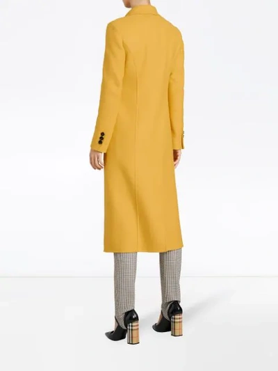 Shop Burberry Double-breasted Cashmere Tailored Coat In Yellow