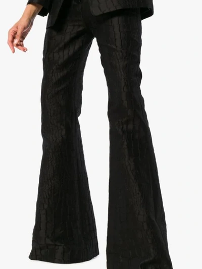 Shop Versace Mock Croc Silk Jacquard Trousers In Black