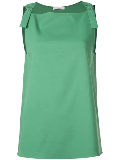 Shop Tibi Chalky Drape Sleeveless Top In Green