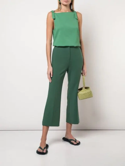 Shop Tibi Chalky Drape Sleeveless Top In Green