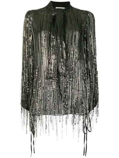 Shop Amen Fringed Sequin Blouse - Black