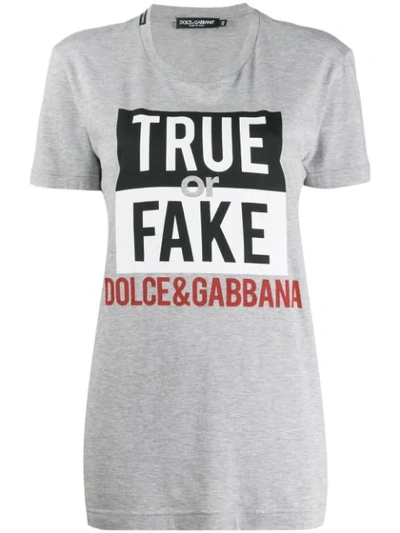 Shop Dolce & Gabbana True Or Fake T-shirt In Grey