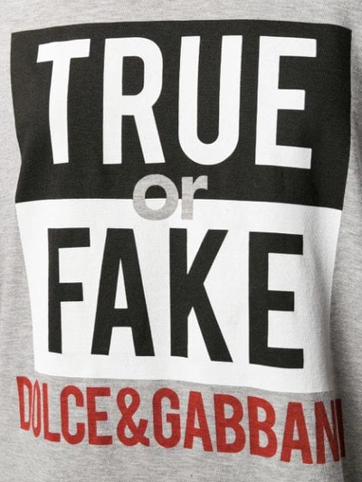 Shop Dolce & Gabbana True Or Fake T-shirt In Grey