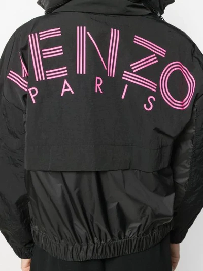 Shop Kenzo High Neck Logo Jacket In Black