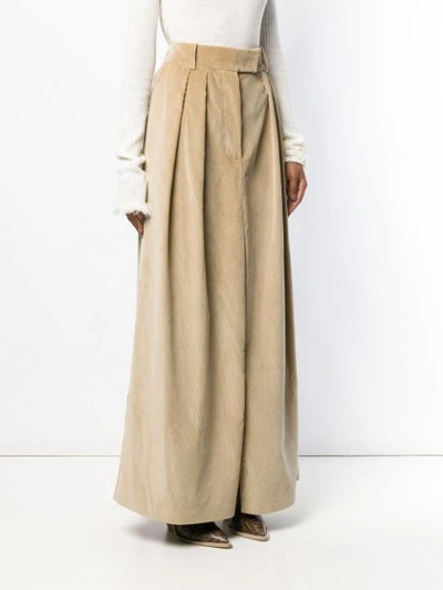 Shop A.w.a.k.e. Corduroy Pleated Skirt In Neutrals