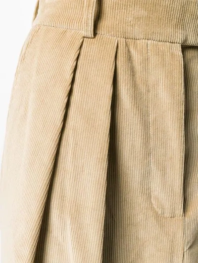 Shop A.w.a.k.e. Corduroy Pleated Skirt In Neutrals