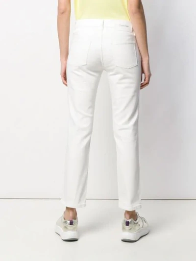 Shop Calvin Klein Cropped Slim-fit Jeans In White