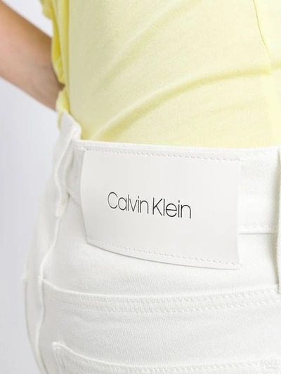 Shop Calvin Klein Cropped Slim-fit Jeans In White