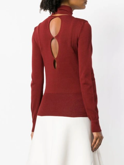 Shop Jacquemus Cut-out Detailed Knitted Top In Red