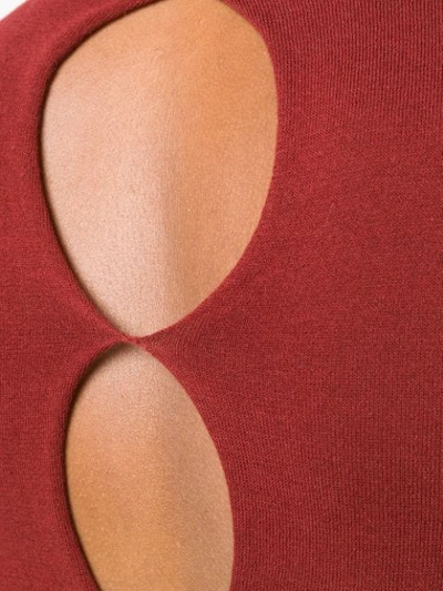 Shop Jacquemus Cut-out Detailed Knitted Top In Red