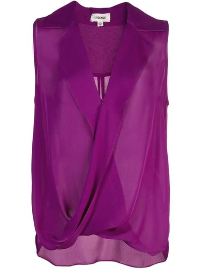 Shop L Agence Draped Sleeveless Blouse In Purple