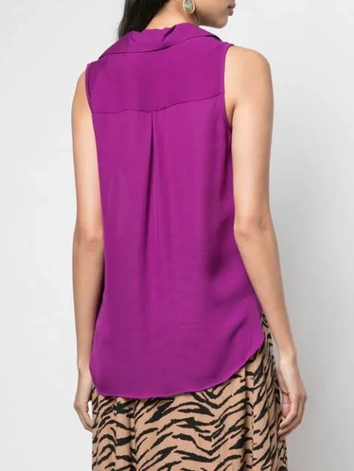 Shop L Agence Draped Sleeveless Blouse In Purple