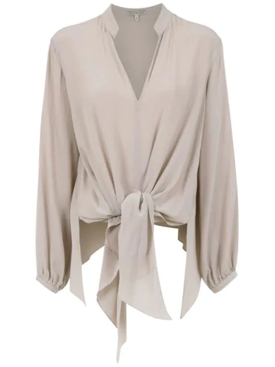 Shop Alcaçuz Silk Flautista Blouse In Neutrals