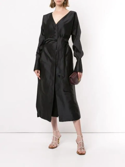 Shop Manning Cartell Midi Wrap Dress In Black