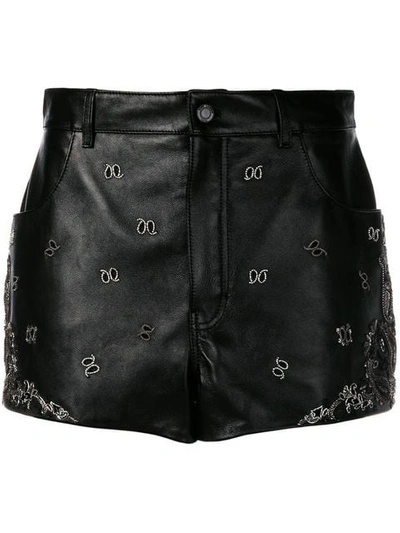 SAINT LAURENT EMBROIDERED MINI SKIRT - 黑色