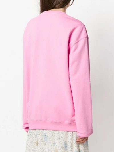 Shop Msgm Oversized Embellished Logo Sweatshirt In Pink