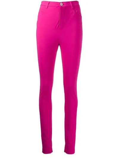Shop Attico Skinny High-waisted Trousers In Pink