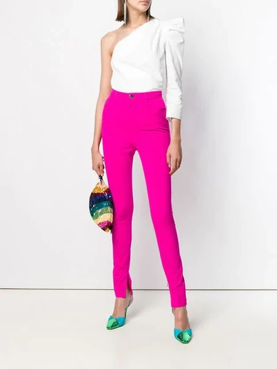 Shop Attico Skinny High-waisted Trousers In Pink