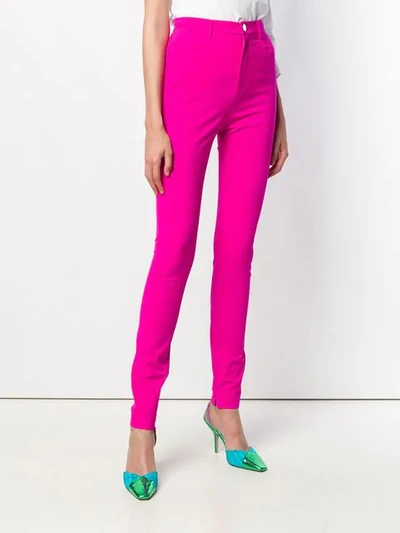 Shop Attico Skinny High-waisted Trousers In Pink