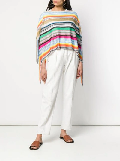 Shop Missoni Striped Knit Poncho - Blue