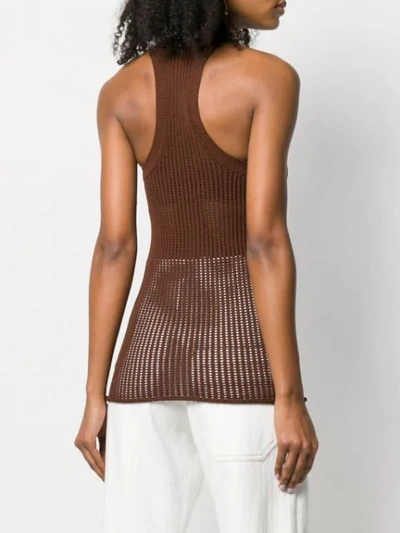 Shop Erika Cavallini Knitted Mesh Top In Brown