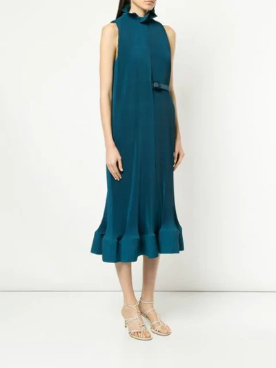 Shop Tibi Pleated Sleeveless Dress - Blue
