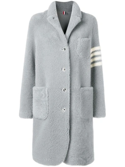 Shop Thom Browne 4-bar Sack Overcoat In Grey
