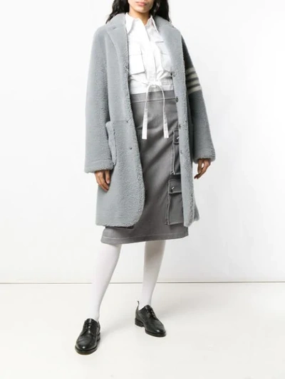 Shop Thom Browne 4-bar Sack Overcoat In Grey