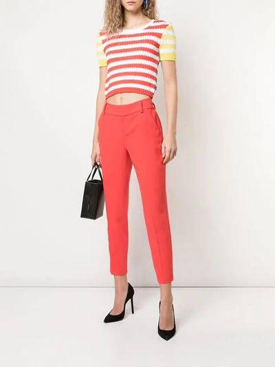 Shop Alice And Olivia Stacey Slim Trousers In Red