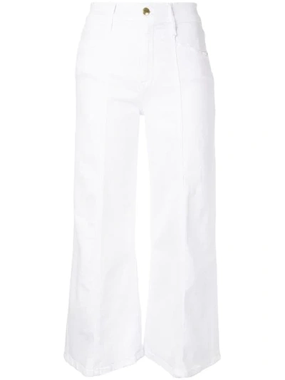 Shop Frame Wide Leg Cropped Jeans In White