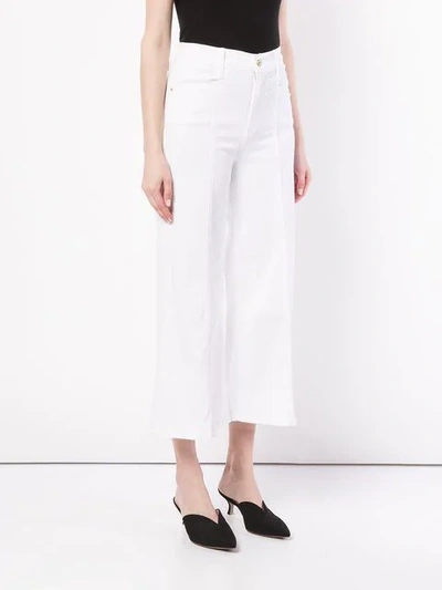 Shop Frame Wide Leg Cropped Jeans In White