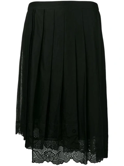 Shop N°21 Lace Trim Pleated Skirt In Black