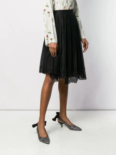 Shop N°21 Lace Trim Pleated Skirt In Black