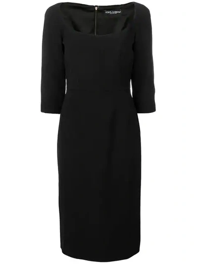 Shop Dolce & Gabbana Slim-fit Midi Dress In Black