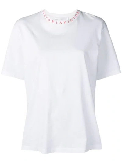 Shop Victoria Victoria Beckham Logo T-shirt In White