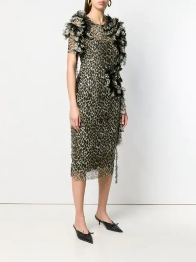 Shop Antonio Marras Ruffled Leopard Print Dress In Black