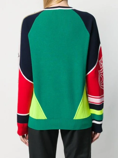 Shop Iceberg Colour-block Logo Jumper In Green