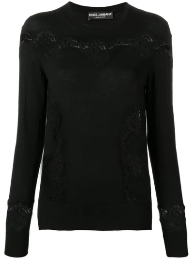 Shop Dolce & Gabbana Slim-fit Lace Pullover In Black