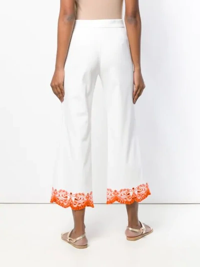 Shop Emilio Pucci Cropped Sangallo Embroidered Trousers In White